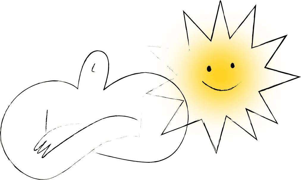 Ruhende Figur unter einer Sonne